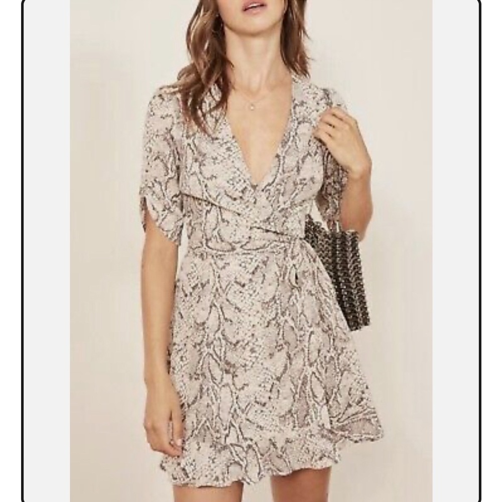 Reformation Monica Python mini wrap dress size Small